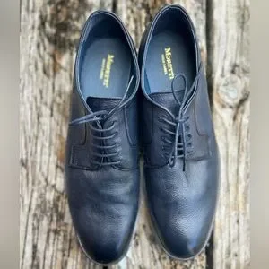 Moretti Black Label Navy Leather Cap Toe Oxford Dress Shoes Size 12 Brogue Moretti Black Label Mens BLACK Oxford Leather Dress Shoes  main image 2